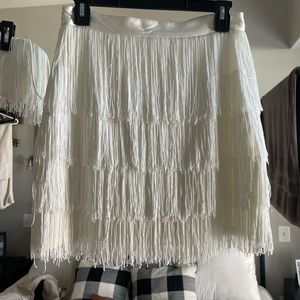 White Fringe Top & Skirt set